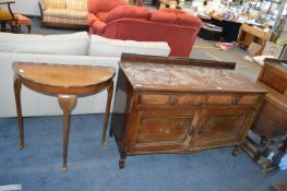 Period Oak Sideboard and a Half Moon Table
