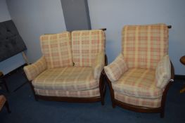 Ercol Two Seat Sofa and Single Armchair