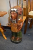 Painted Carved Wooden Figure of a Red Indian