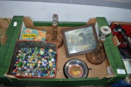 Collectibles Including Marbles, Candlesticks, etc.