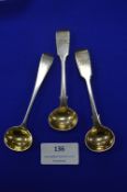 Three Silver Gilt Condiment Spoons ~47.3g