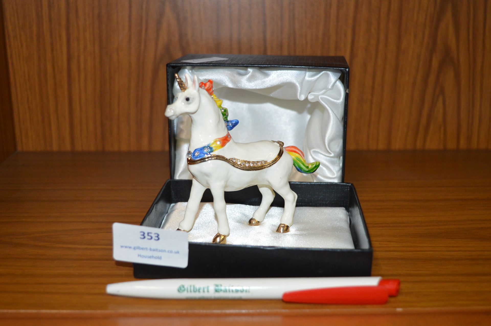Arona Enameled Unicorn Trinket Box with Packaging