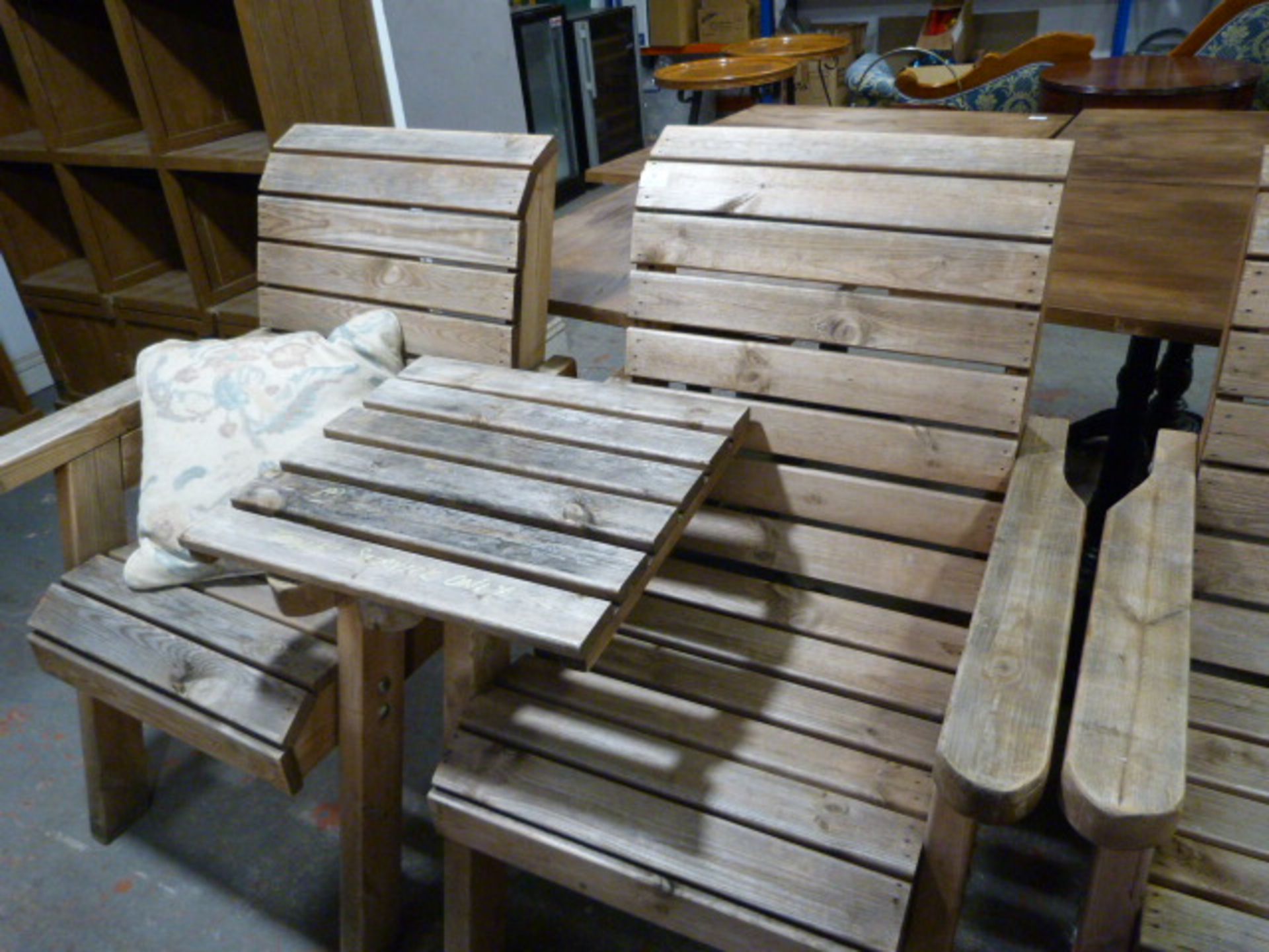 *Pair of Pine Garden Seats with Removeable Table Insert