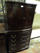 Antique Style Mahogany Effect Four Drawer Unit with Cupboard