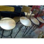 *Four Metal Framed Wooden Barstools