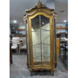 *Reproduction Gilt Rococo Style Cabinet with Three Glass Shelves