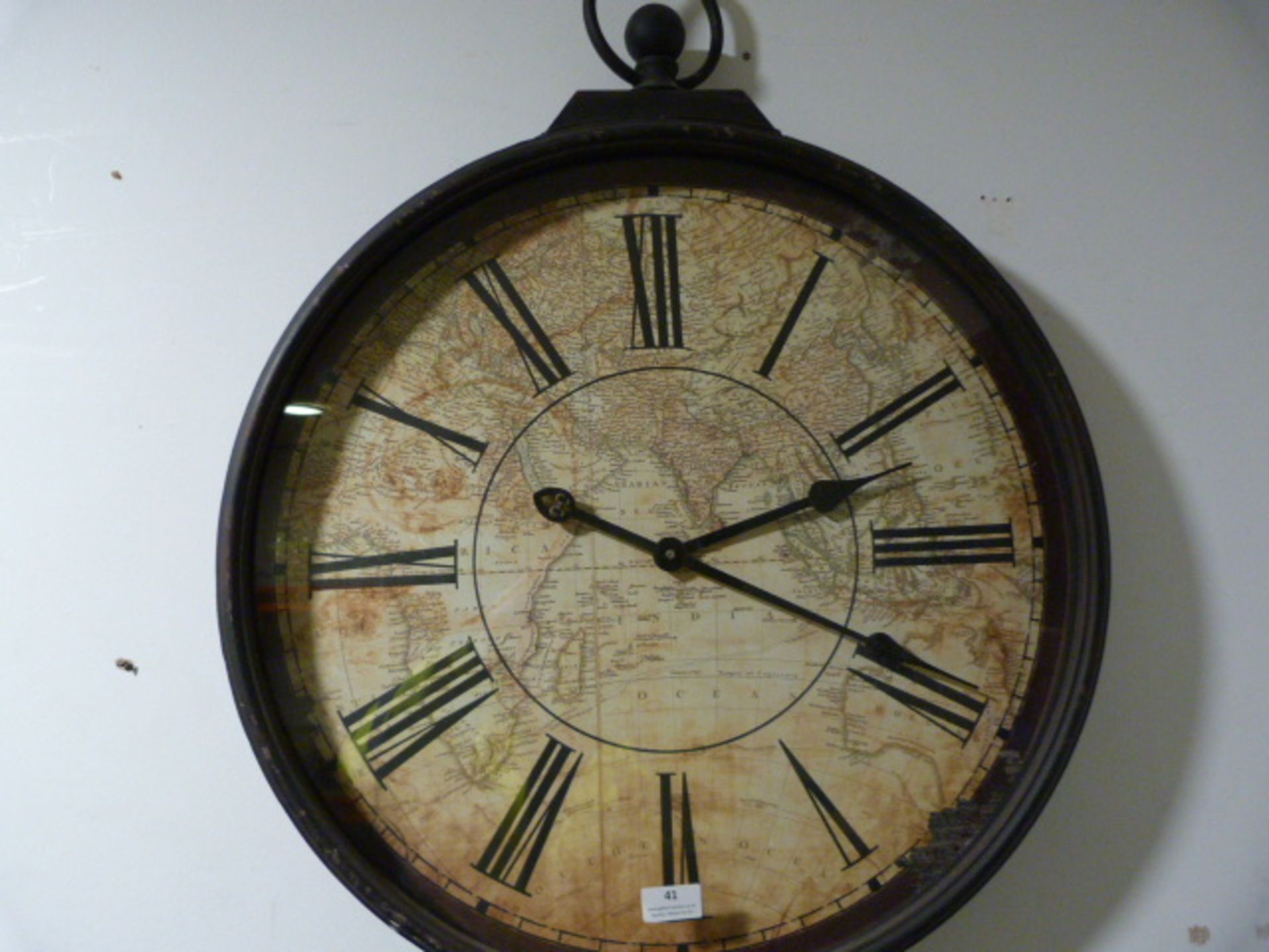 *Antique Style Wall Clock in the Shape of a Pocket Watch ~58cm wide