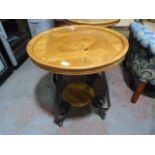 *Metal Framed Two Tier Wooden Side Table ~60x65cm