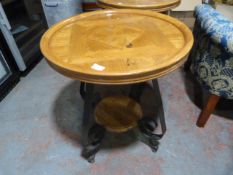 *Metal Framed Two Tier Wooden Side Table ~60x65cm