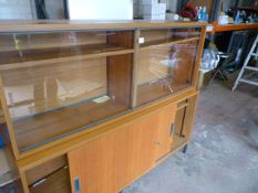 *Retro Style Cupboard with Glass Fronted Bookshelf