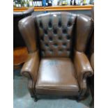 *Brown Chesterfield Wingback Armchair