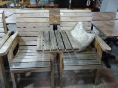 *Pair of Pine Garden Seats with Removeable Table Insert