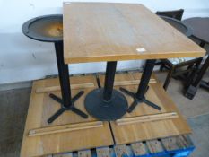 *Three Wooden Topped Single Pedestal Cafe Tables ~65x80x76cm