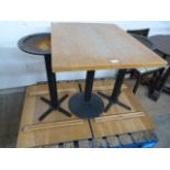 *Three Wooden Topped Single Pedestal Cafe Tables ~65x80x76cm