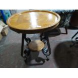 *Metal Framed Two Tier Wooden Side Table ~60x65cm