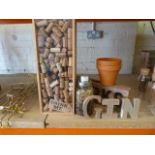 *Display Items Including Box of Corks, Flower Pots, Lettering, etc.
