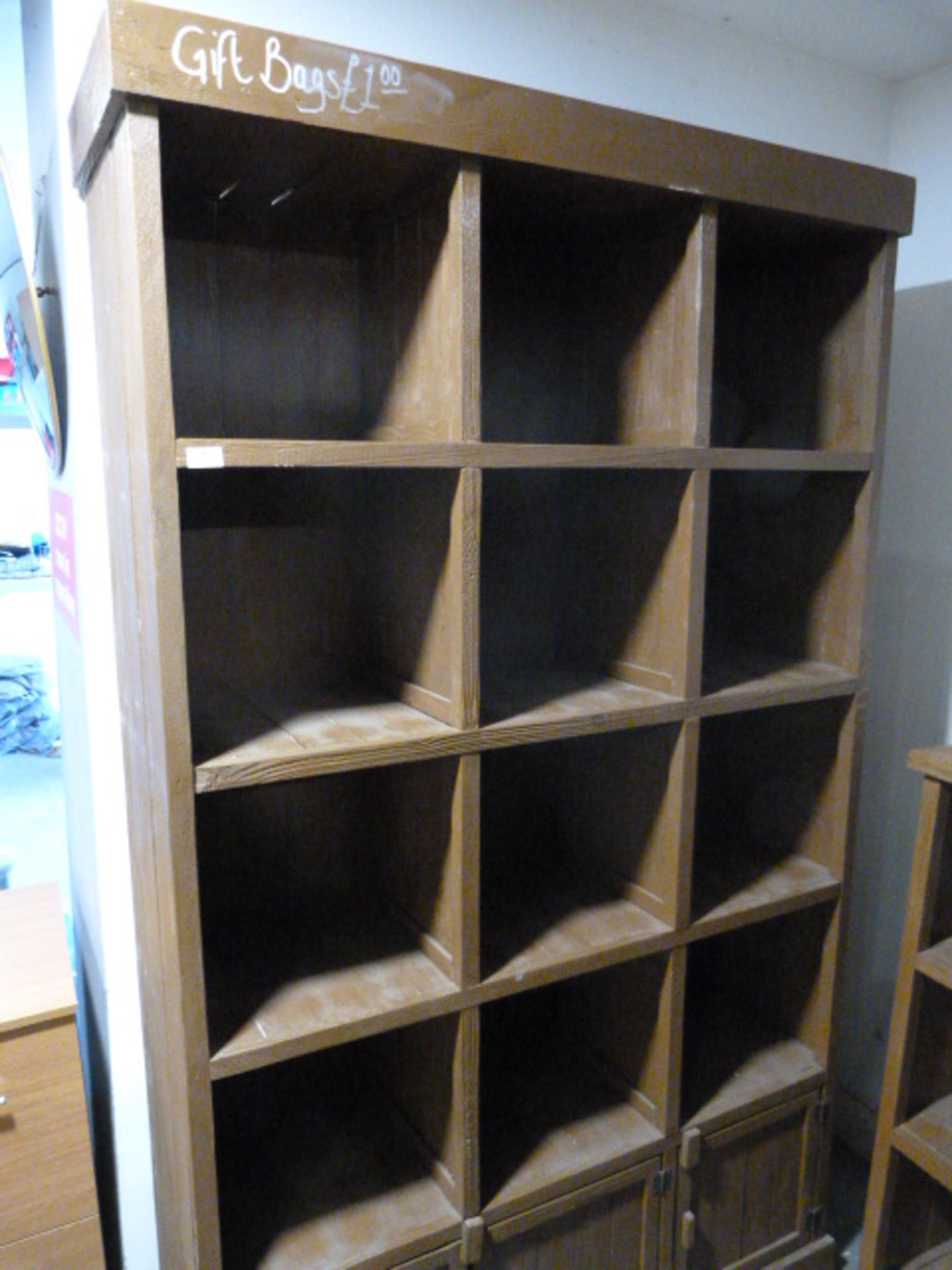 *Painted Reclaimed Pine Cubby Hole Unit with Three Small Cupboards ~120x200x38cm