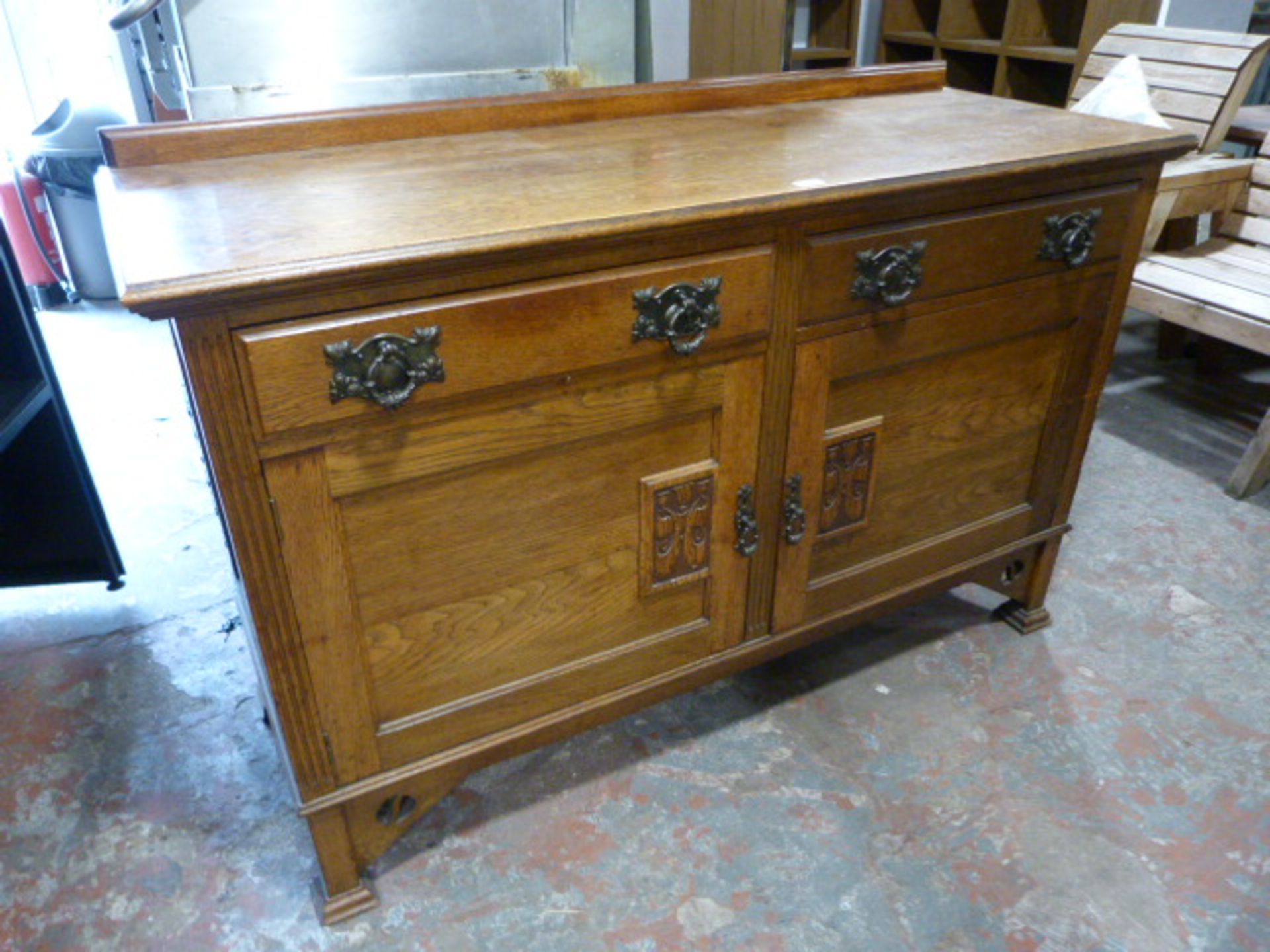 *Antique Oak Sideboard with Two Drawers