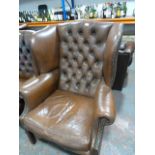 *Brown Chesterfield Wingback Armchair