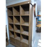 *Painted Reclaimed Pine Cubby Holes with Three Small Cupboards ~116x200x38cm