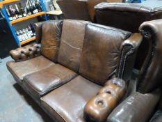 *Brown Chesterfield Three Seat Sofa