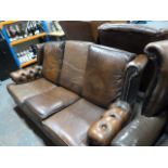 *Brown Chesterfield Three Seat Sofa