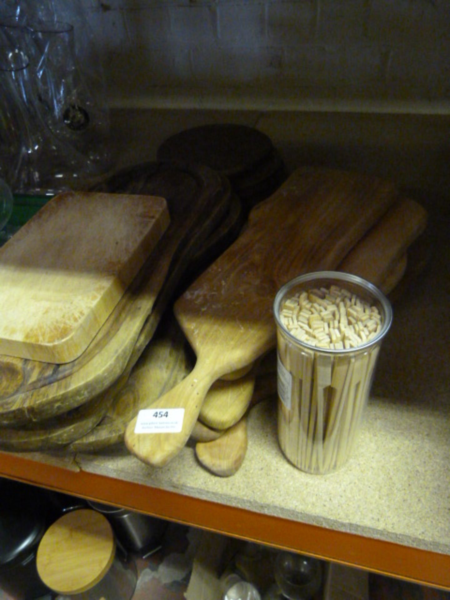 8Quantity of Wooden Serving Platters, Chopping Boards, Bamboo Skewers, etc.