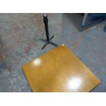 *Wooden Topped Square Table and a Single Pedestal Cast Ion Base (parts missing)