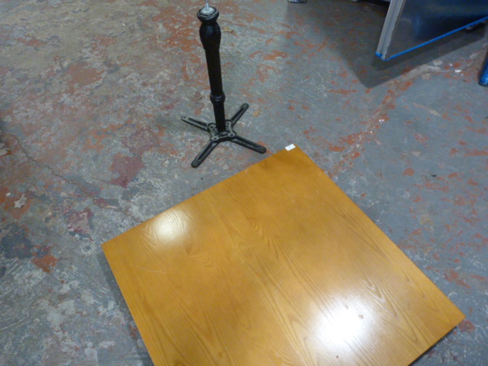 *Wooden Topped Square Table and a Single Pedestal Cast Ion Base (parts missing)