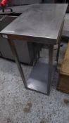 * small S/S prep bench with under shelf - missing castors. 400w x 700d x 900h