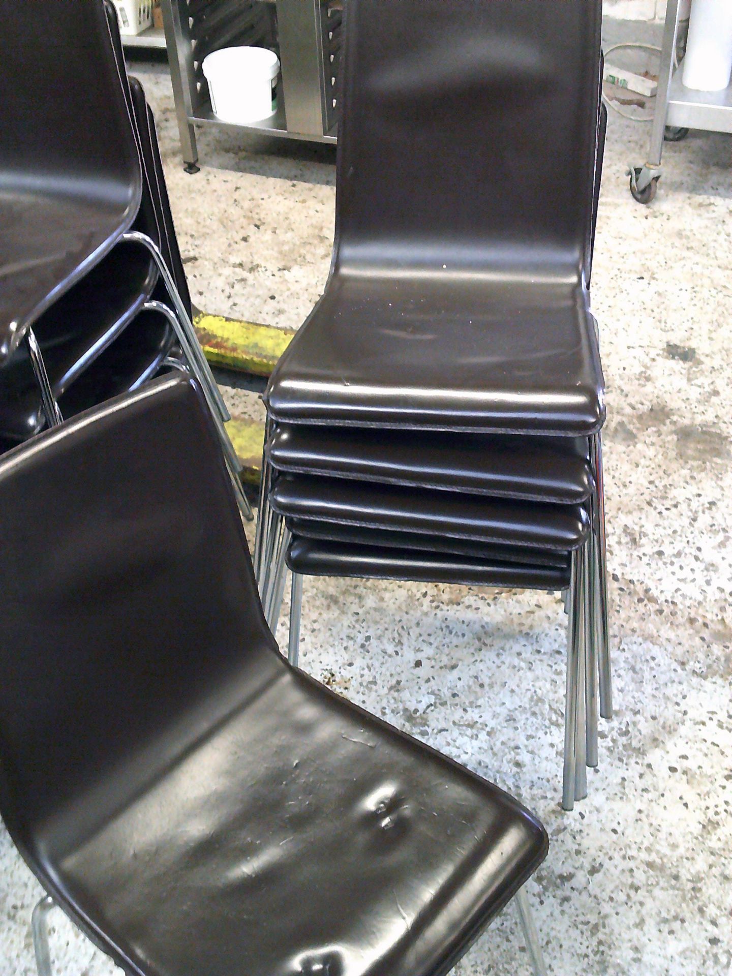 * 6 x faux leather stackable chairs with chrome legs - Image 3 of 3