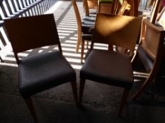 * 12 x wooden chairs with brown upholstered seat