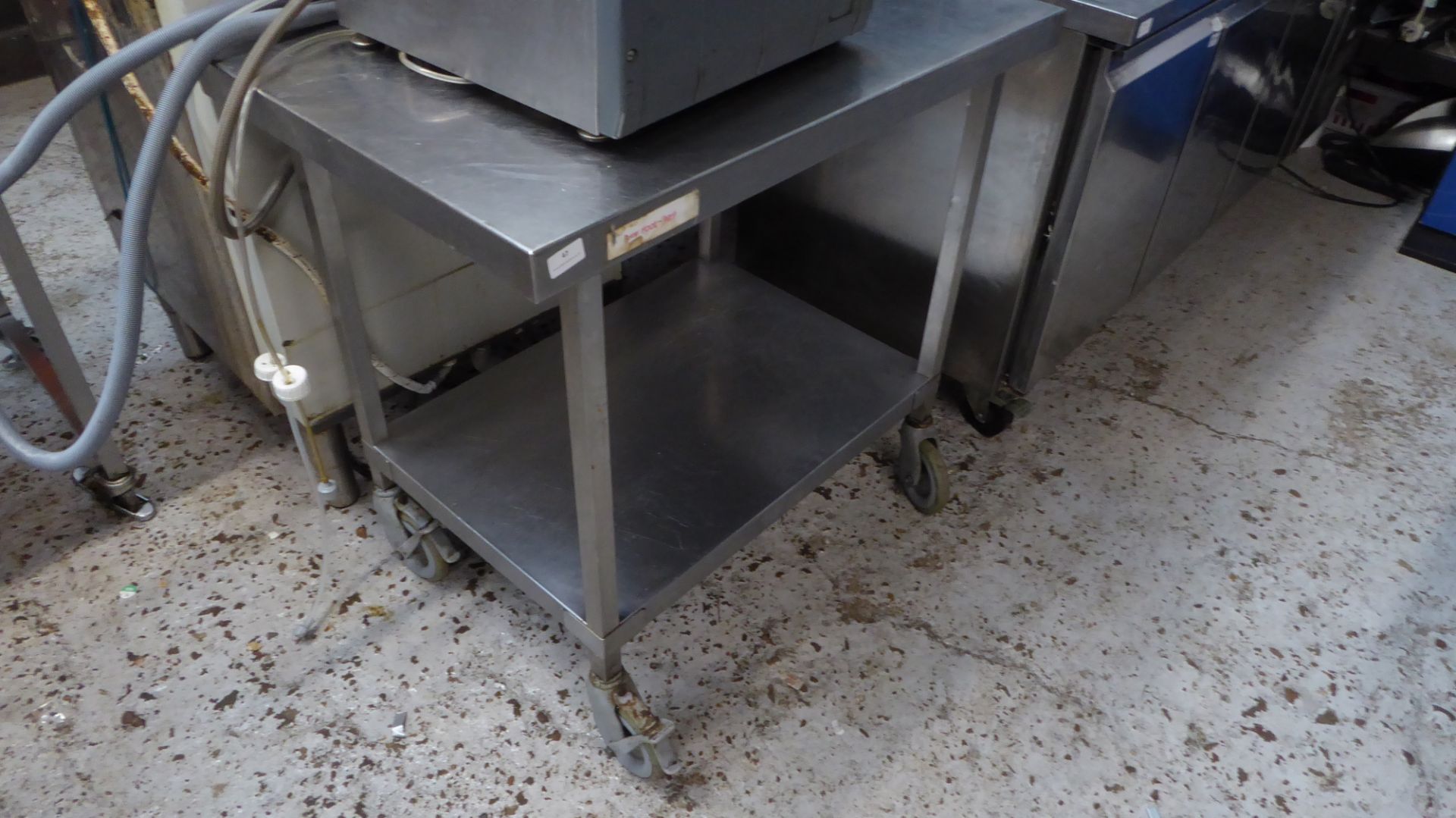 * S/S prep bench on castors with under shelf 900w x 600d x 870h - Image 2 of 3