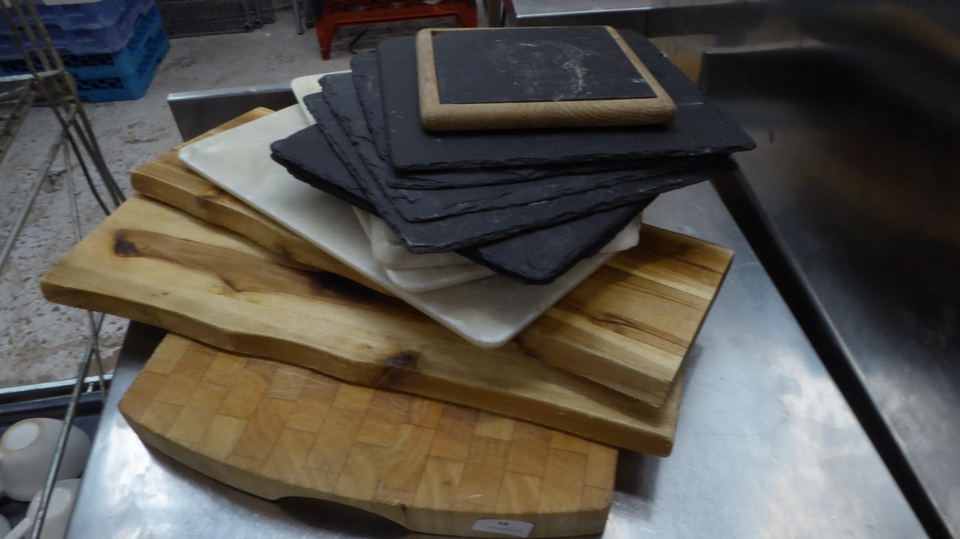 * selection of wooden and slate boards