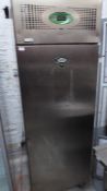 * Foster S/S upright fridge on castors. 700w x 800d x 2060h