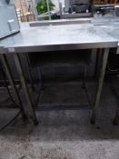 * S/S prep bench with up stand and space for drawer. 700w x 770d x 900h