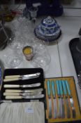 Glassware, Pottery Items and Cutlery Sets