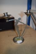 Metal Art Deco Double Candlestick