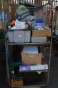 Cage of Decorating Supplies, Tools, Ceiling Tiles,
