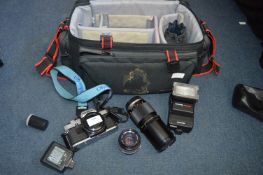 Olympus OM10 Film Camera plus Lenses, Carry Case a