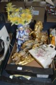 Decorative Ceramic Ornaments, Gilt Horses, etc.