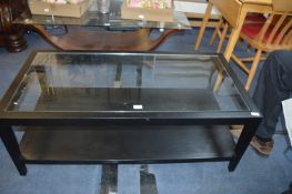 Glass Topped Black Framed Coffee Table