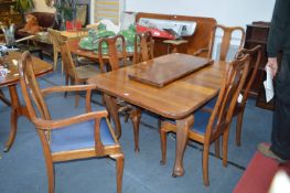 Vintage Oak Extending Dining Table with Six Chairs