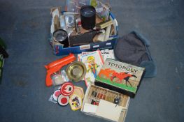 Box of Collectibles and Vintage Photography Equipm