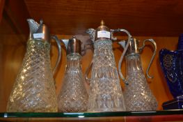 Four Cut Glass Crystal Claret Jugs