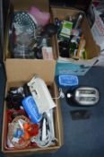 Three Boxes of Household Goods; Irons, Electric Ca