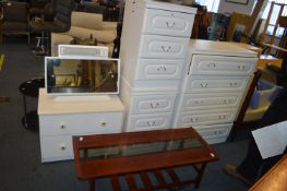 White Bedroom Furniture; Five Drawer Chest, Two Th