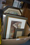 Box of Framed Pictures and Prints