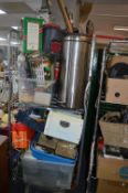 Cage Lot of Household Goods; Pedal Bins, Christmas