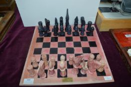 Hand Carved Kenyan Kissi Stone Chess Set